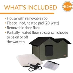 K&H Pet Products Outdoor Heated Kitty House Extra-Wide Cat Shelter -Cat Products Store 100535 PT2. AC SS1800 V1624629460