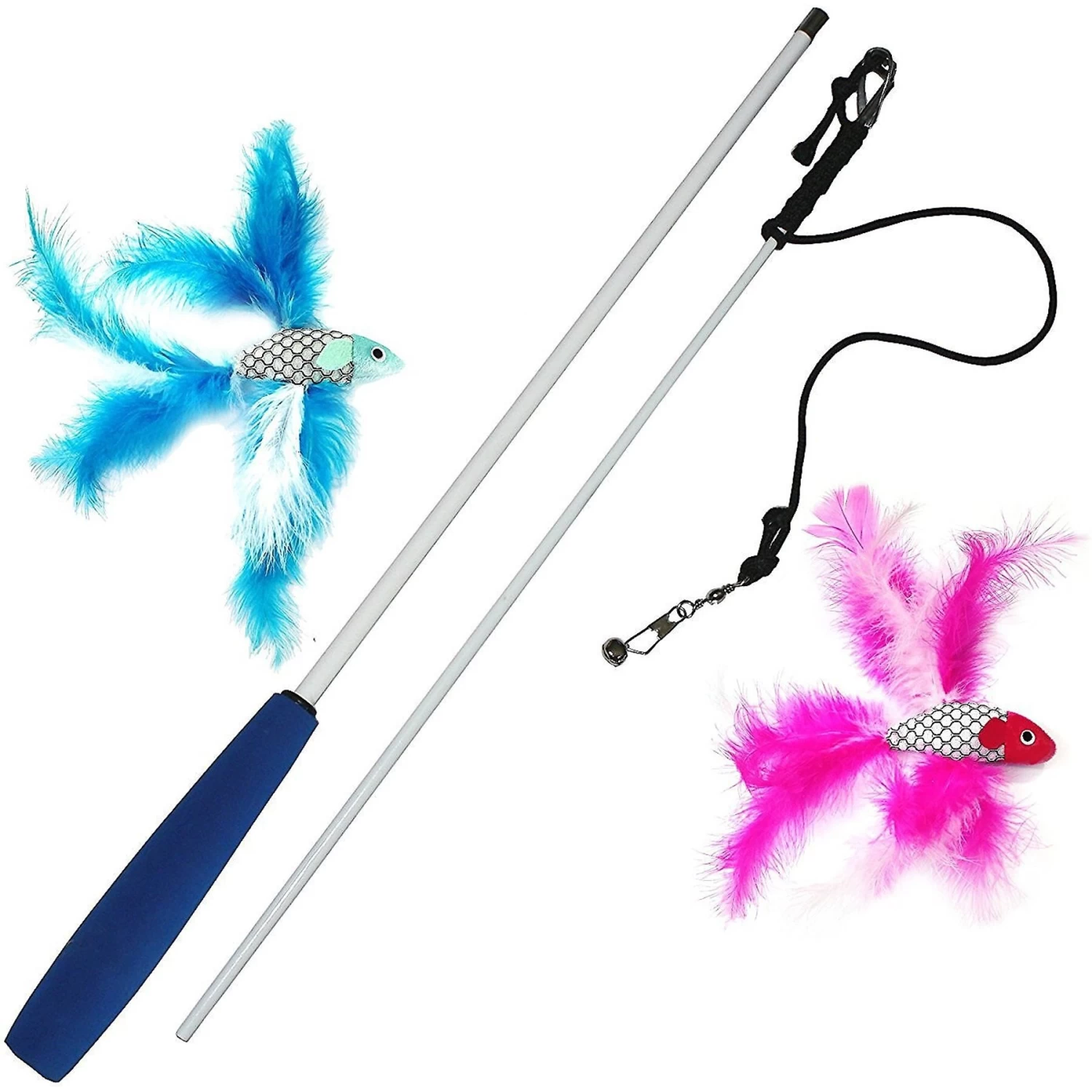 Pet Fit For Life 2 Fish Feather Wand Cat Toy 3 Pet Fit For Life 2 Fish Feather Wand Cat Toy