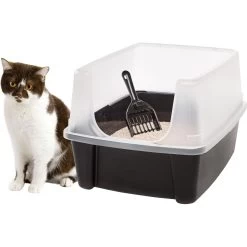 IRIS USA Open Top Litter Box With Scatter Shield & Scoop