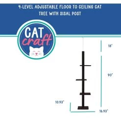 Cat Craft Floor-to-Ceiling Carpet Cat Tree -Cat Products Store 136811 PT2. AC SS1800 V1689974536