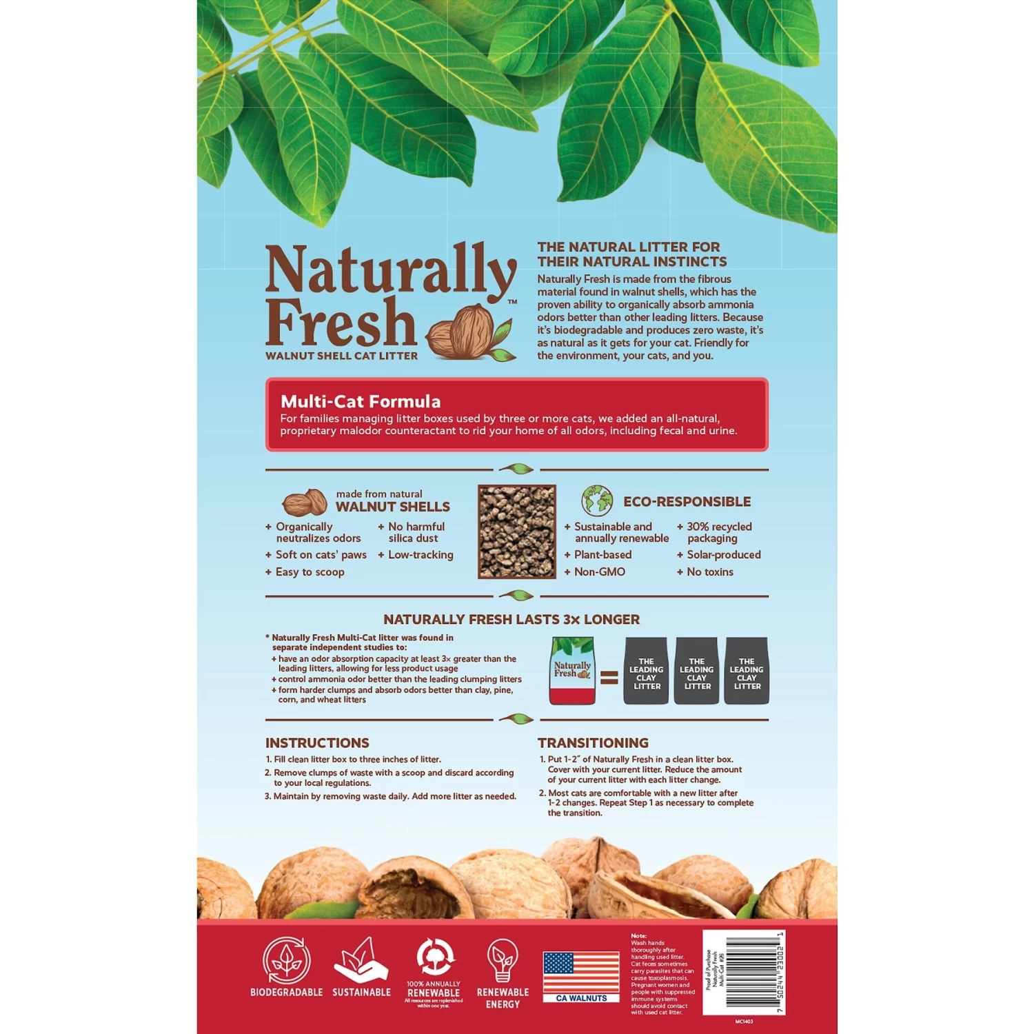 Naturally Fresh Multi-Cat Unscented Clumping Walnut Cat Litter 4 Naturally Fresh Multi-Cat Unscented Clumping Walnut Cat Litter - Image 2