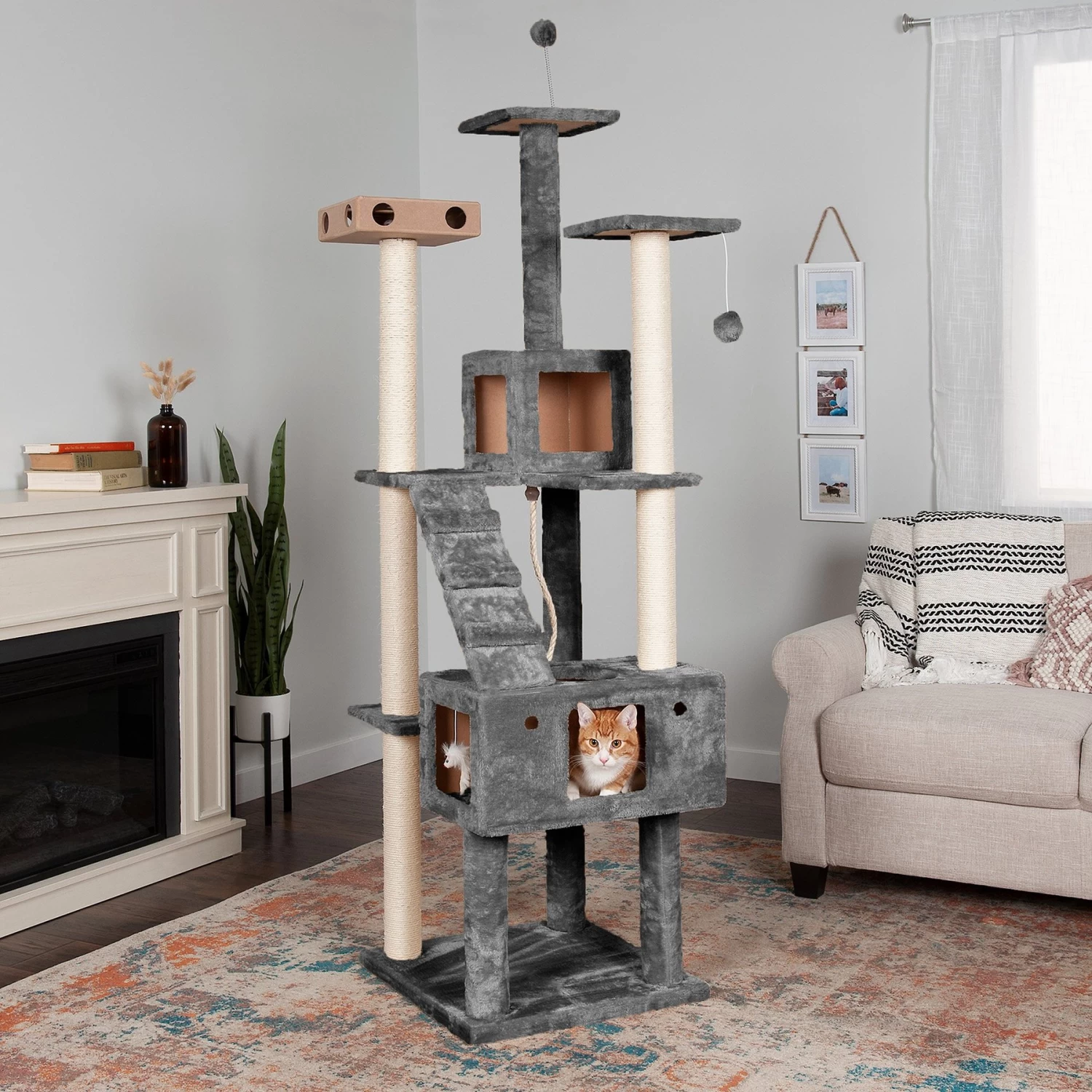 Tiger Tough Double Decker Playground 69.3-in Faux Fur Cat Tree & Condo 2 Tiger Tough Double Decker Playground 69.3-in Faux Fur Cat Tree & Condo