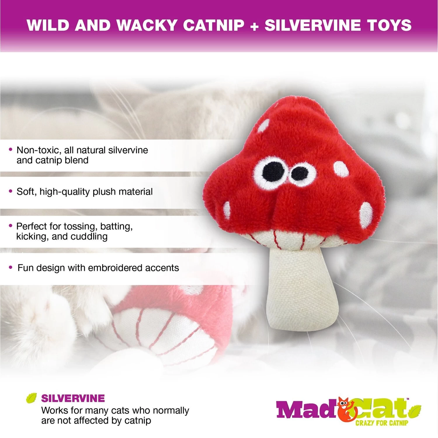 Mad Cat Magic Meowshroom Catnip & Silvervine Cat Toy 5 Mad Cat Magic Meowshroom Catnip & Silvervine Cat Toy - Image 3