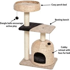 MidWest Feline Nuvo Nest 40.75-in Modern Wicker Cat Tree & Condo -Cat Products Store 198507 PT2. AC SS1800 V1582739059