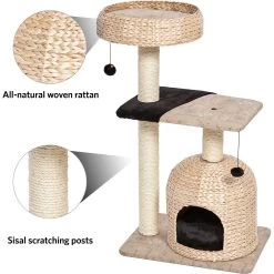 MidWest Feline Nuvo Nest 40.75-in Modern Wicker Cat Tree & Condo -Cat Products Store 198507 PT3. AC SS1800 V1582739416