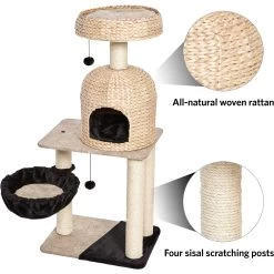 MidWest Feline Nuvo Reid 51.75-in Modern Wicker Cat Tree & Condo -Cat Products Store 198509 PT3. AC SS1800 V1582739419