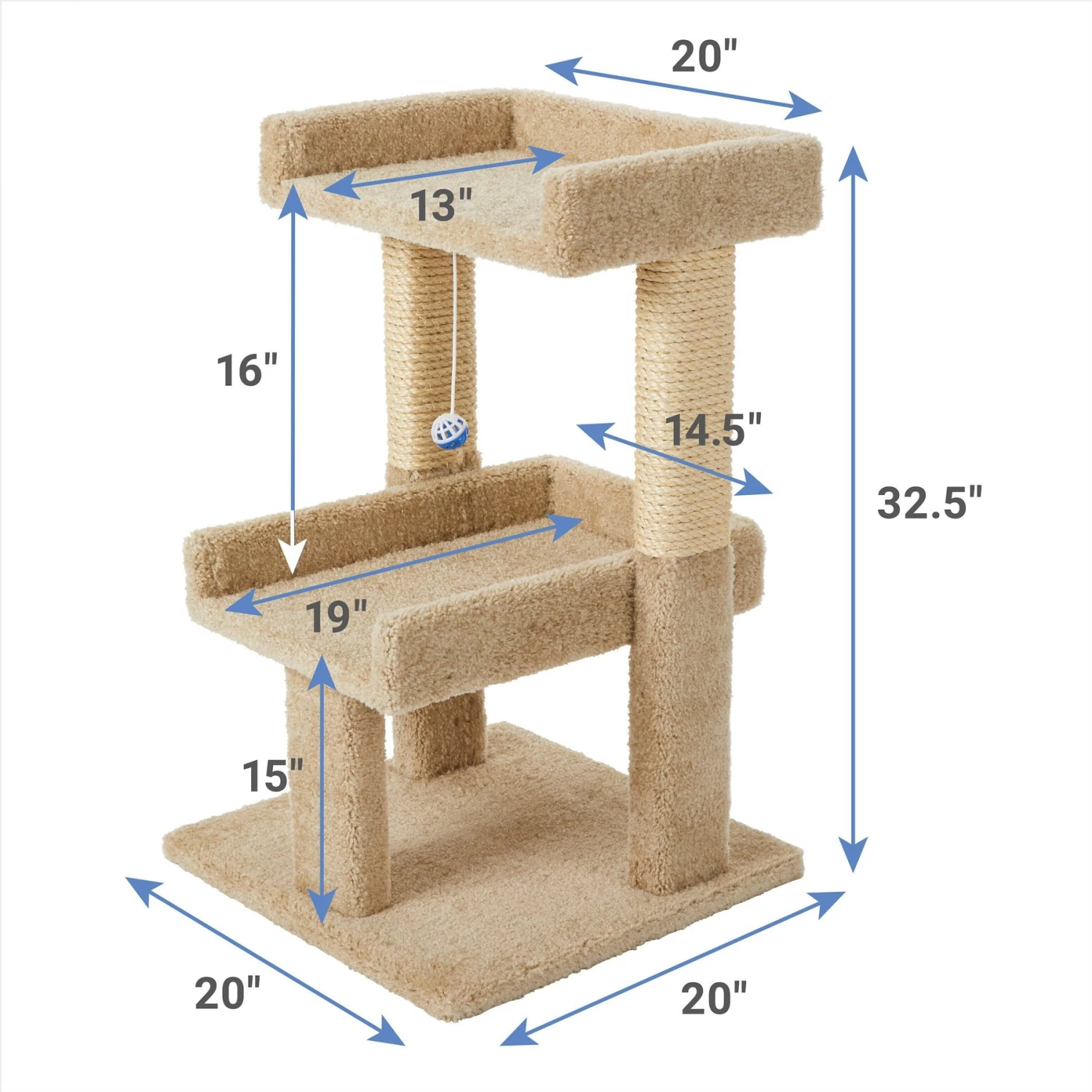 Frisco 32-in Real Carpet Wooden Cat Tree With Toy 4 Frisco 32-in Real Carpet Wooden Cat Tree With Toy - Image 2