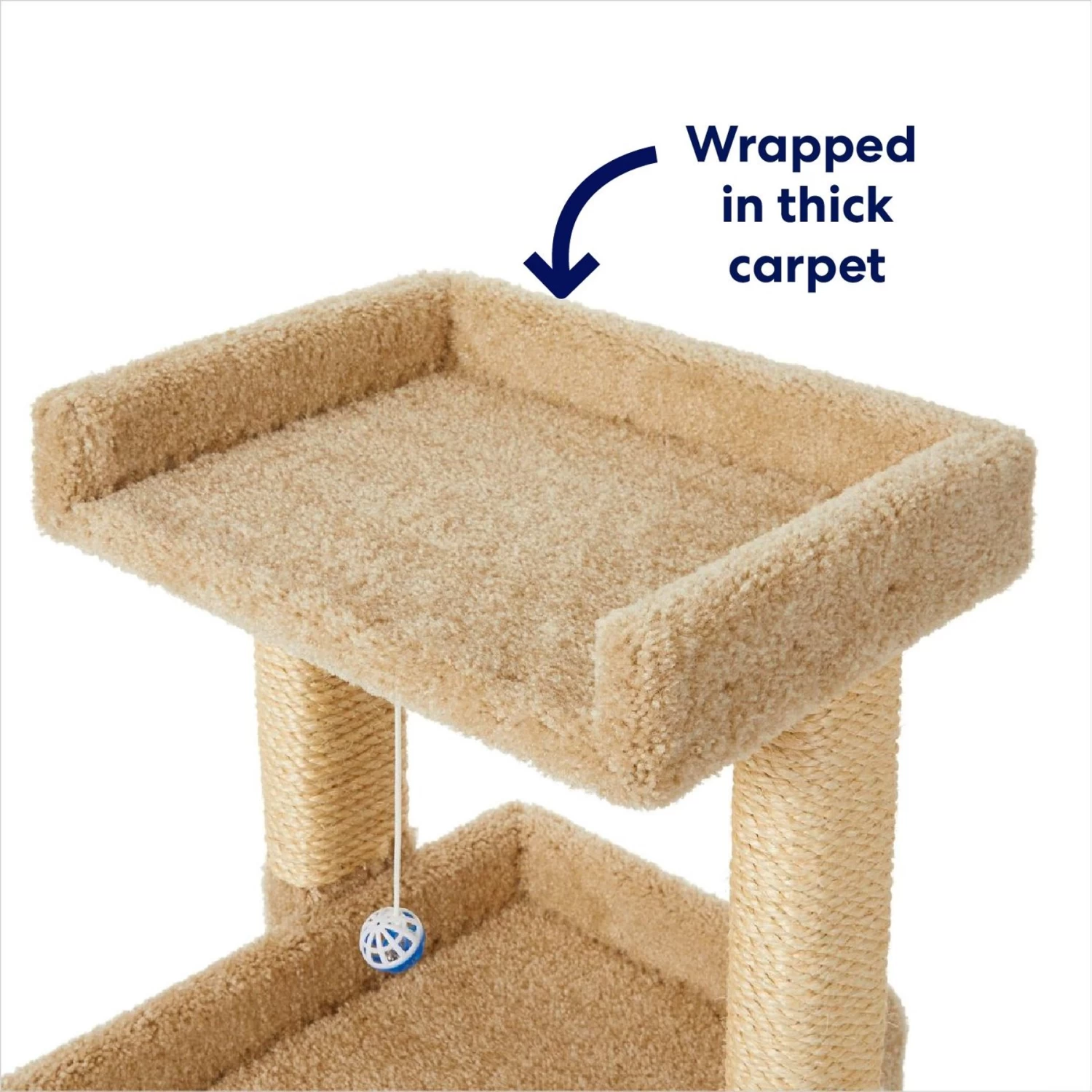 Frisco 32-in Real Carpet Wooden Cat Tree With Toy 5 Frisco 32-in Real Carpet Wooden Cat Tree With Toy - Image 3