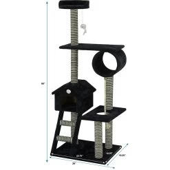 Go Pet Club 60-in Sisal Posts Cat Tree Condo, Black -Cat Products Store 217082 PT3. AC SS1800 V1671226224