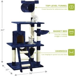 Go Pet Club 62-in Faux Fur Cat Tree & Condo -Cat Products Store 217100 PT1. AC SS1800 V1702056825