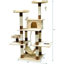 Go Pet Club 70-in IQ Busy Box Cat Tree Condo, Beige -Cat Products Store 217132 PT3. AC SS1800 V1671226287