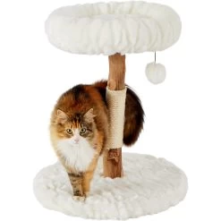 Frisco Natural Wood Modern Cat Tree With Toy, Ivory, Small -Cat Products Store 236559 PT2. AC SS1800 V1615987338