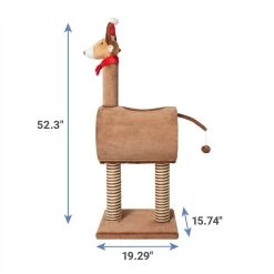 Frisco Holiday 52.3-in Reindeer Cat Scratching Post & Tunnel -Cat Products Store 236569 PT1. AC SS1800 V1602774370