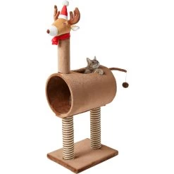 Frisco Holiday 52.3-in Reindeer Cat Scratching Post & Tunnel -Cat Products Store 236569 PT2. AC SS1800 V1601334091