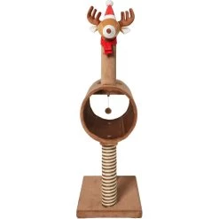 Frisco Holiday 52.3-in Reindeer Cat Scratching Post & Tunnel -Cat Products Store 236569 PT3. AC SS1800 V1601332856