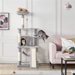 Yaheetech 60.5-in Plush Cat Tree & Condo