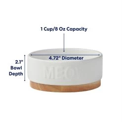 Frisco Round Meow Non-skid Ceramic Cat Bowl With Wood Base 9 Frisco Round Meow Non-skid Ceramic Cat Bowl With Wood Base -Cat Products Store 256078 PT1. AC SS1800 V1685731990