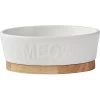 Frisco Oval Meow Non-skid Ceramic Cat Bowl With Wood Base -Cat Products Store 256080 MAIN. AC SS1800 V1615300007