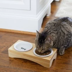 Frisco Double Elevated Cat Bowl With Wood Stand -Cat Products Store 256082 PT2. AC SS1800 V1615312650
