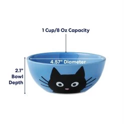 Frisco Cat Face Non-skid Ceramic Cat Bowl, Blue -Cat Products Store 256103 PT1. AC SS1800 V1685731990