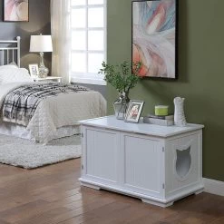 Sweet Barks Wooden Washroom Bench Cat Litter Box Enclosure -Cat Products Store 258683 PT4. AC SS1800 V1603834592