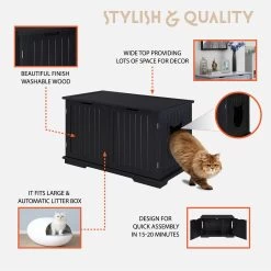 Sweet Barks Wooden Washroom Bench Cat Litter Box Enclosure -Cat Products Store 258683 PT5. AC SS1800 V1603833727
