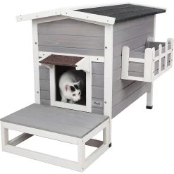 Petsfit Weatherproof Outdoor Cat House With Stairs