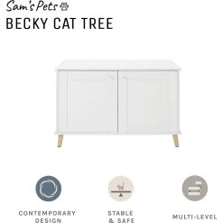 Sam's Pets Becky 24.5-in Cat Tree End Table & Litter Box Enclosure, White -Cat Products Store 261880 PT2. AC SS1800 V1635094930
