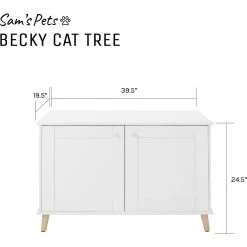 Sam's Pets Becky 24.5-in Cat Tree End Table & Litter Box Enclosure, White -Cat Products Store 261880 PT8. AC SS1800 V1635094935