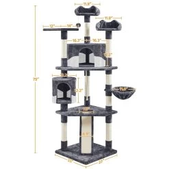 Yaheetech 79-in Plush Cat Tree & Condo, Dark Gray/White 12 Yaheetech 79-in Plush Cat Tree & Condo, Dark Gray/White -Cat Products Store 266560 PT2. AC SS1800 V1691161717