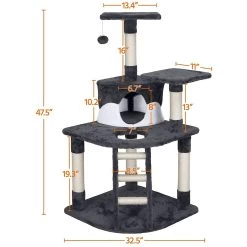 Yaheetech 47.5-in Plush Cat Tree & Condo -Cat Products Store 266564 PT2. AC SS1800 V1619808428
