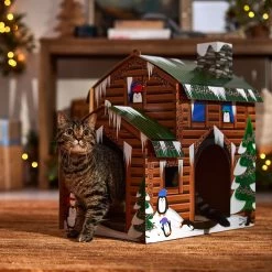 Frisco Holiday Log Cabin Cardboard Cat House -Cat Products Store 287287 PT4. AC SS1800 V1695045245