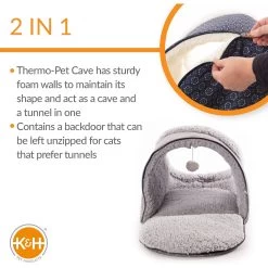 K&H Pet Products Thermo-Pet Cave Covered Indoor Heated Cat Bed & Tunnel -Cat Products Store 296535 PT2. AC SS1800 V1627947699