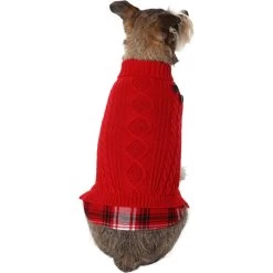 Frisco Plaid Cable Knit Dog & Cat Sweater -Cat Products Store 353611 PT2. AC SS1800 V1659007313