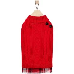 Frisco Plaid Cable Knit Dog & Cat Sweater -Cat Products Store 353611 PT4. AC SS1800 V1659726603