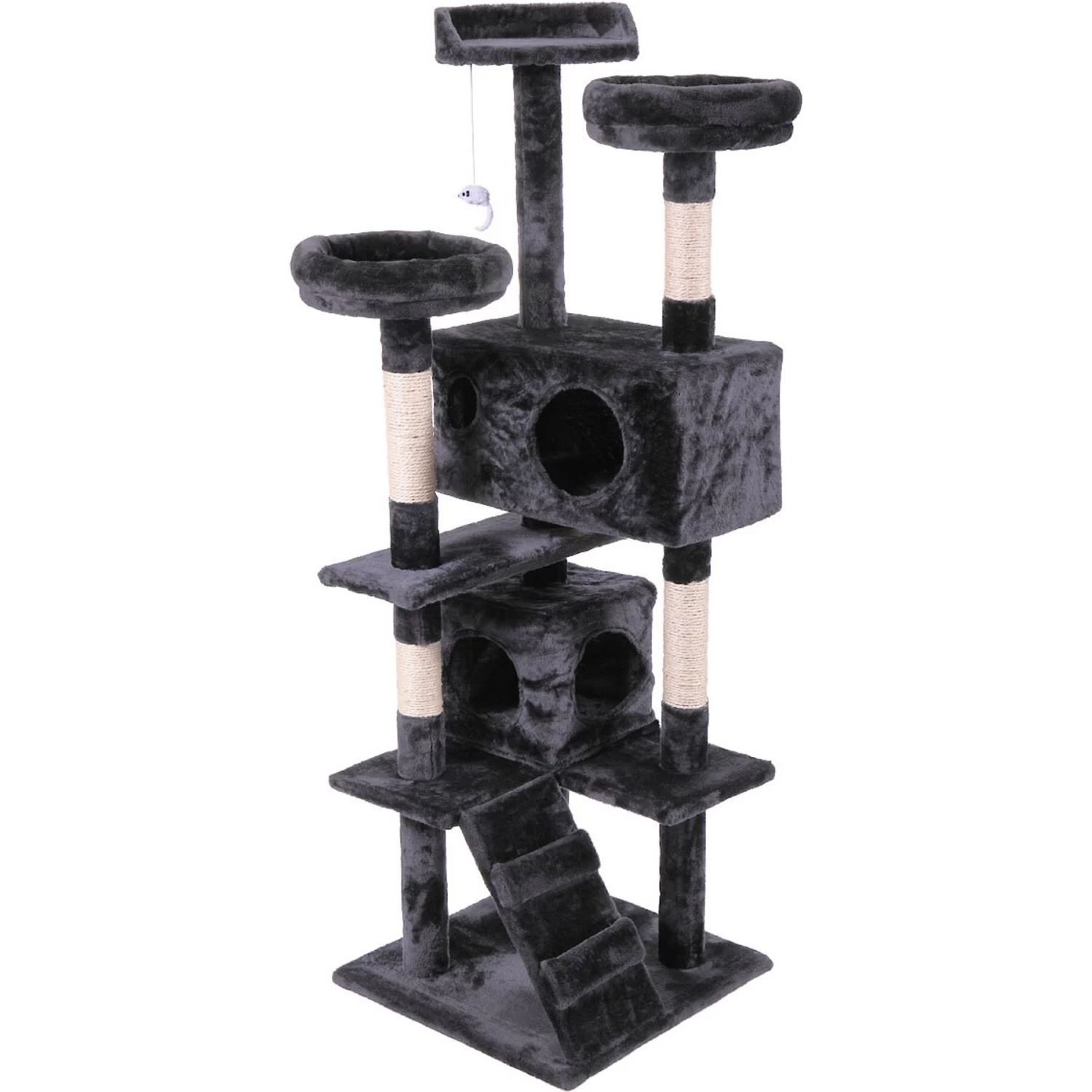 Coziwow By Jaxpety 60-in Tower House Cat Trees, Black 4 Coziwow By Jaxpety 60-in Tower House Cat Trees, Black - Image 2