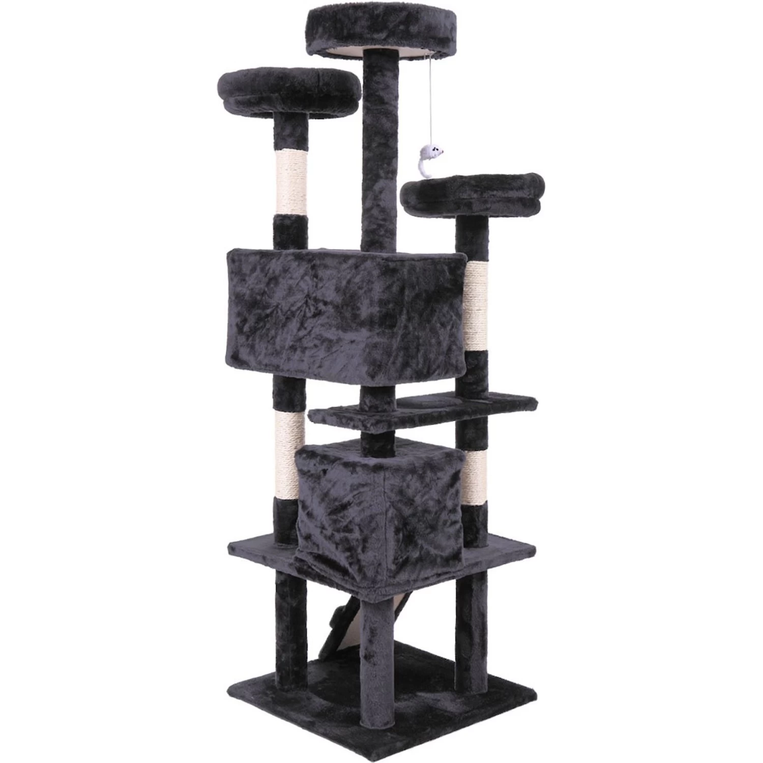 Coziwow By Jaxpety 60-in Tower House Cat Trees, Black 5 Coziwow By Jaxpety 60-in Tower House Cat Trees, Black - Image 3