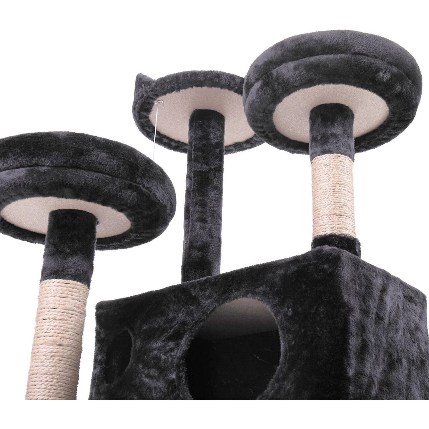 Coziwow By Jaxpety 60-in Tower House Cat Trees, Black 6 Coziwow By Jaxpety 60-in Tower House Cat Trees, Black - Image 4