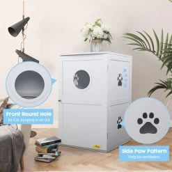 Coziwow By Jaxpety 2-Story Washroom House Cat Litter Box Enclosure -Cat Products Store 355097 PT8. AC SS1800 V1665525710
