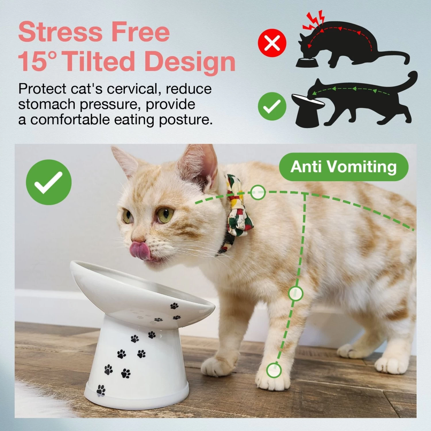 Necoichi Tilted Stress Free Raised Cat Food Bowl 4 Necoichi Tilted Stress Free Raised Cat Food Bowl - Image 2