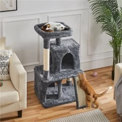 Yaheetech 3 Tiers 42-in Plush Cat Tower With Double Cat Condo