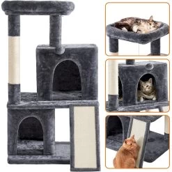 Yaheetech 3 Tiers 42-in Plush Cat Tower With Double Cat Condo -Cat Products Store 358005 PT3. AC SS1800 V1642693286