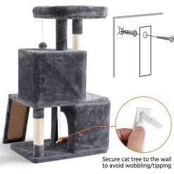 Yaheetech 3 Tiers 42-in Plush Cat Tower With Double Cat Condo -Cat Products Store 358005 PT7. AC SS1800 V1642694375