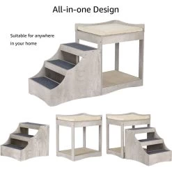 Unipaws Decorative Bunk Cat Bed With Ladder, Weathered Grey -Cat Products Store 361894 PT6. AC SS1800 V1675693830