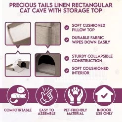 Precious Tails Home Base Rectangular 2-Tier Collapsible Cat Cave -Cat Products Store 366632 PT8. AC SS1800 V1644372403