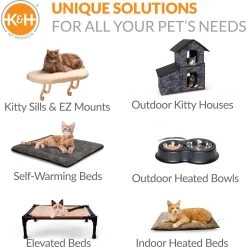 K&H Pet Products Thermo-Pet Nest Covered Indoor Heated Cat Bed House, Gray, Small -Cat Products Store 614006 PT6. AC SS1800 V1659709763
