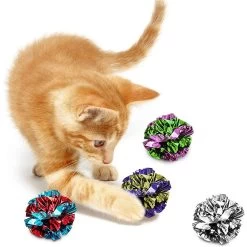 SunGrow Interactive Colorful Indoor Cat & Ferret Mylar Crinkle Balls & Chase Toy, 2-in, 24 Count -Cat Products Store 616582 PT1. AC SS1800 V1673976558