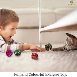 SunGrow Interactive Colorful Indoor Cat & Ferret Mylar Crinkle Balls & Chase Toy, 2-in, 24 Count -Cat Products Store 616582 PT4. AC SS1800 V1672337762