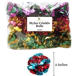SunGrow Interactive Colorful Indoor Cat & Ferret Mylar Crinkle Balls & Chase Toy, 2-in, 24 Count -Cat Products Store 616582 PT6. AC SS1800 V1673973772