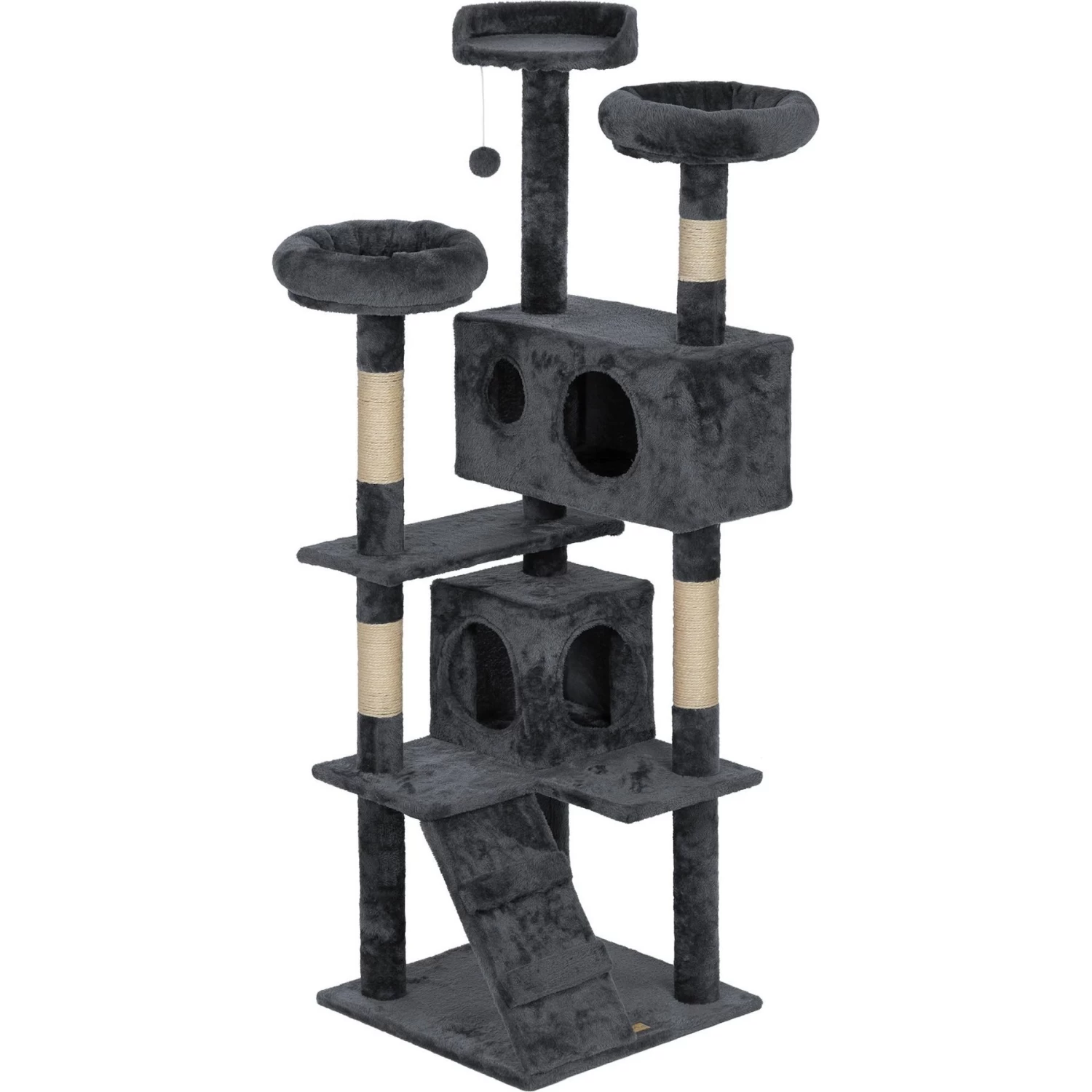 Coziwow 60-in Scratching Posts & Toys Cat Tree & Condo, Grey 5 Coziwow 60-in Scratching Posts & Toys Cat Tree & Condo, Grey - Image 3